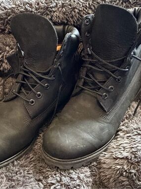 Timberland Men's Black Leather Work Boots - Rugged Lace-Up Comfort